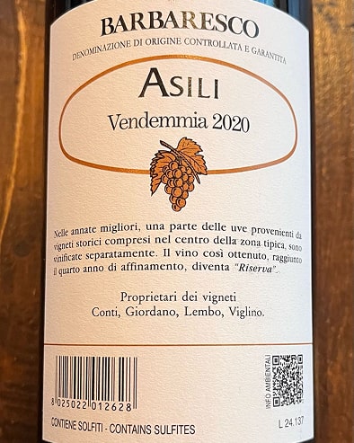 Barbaresco Asili Riserva 2020