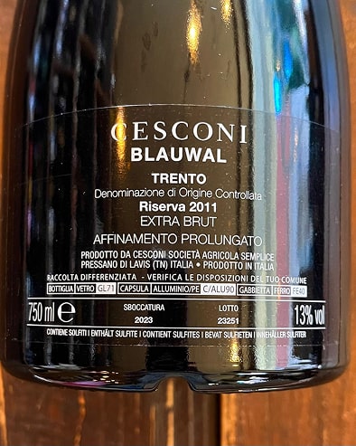 Blauwal 2011 Riserva Extra Brut Affinamento Prolungato