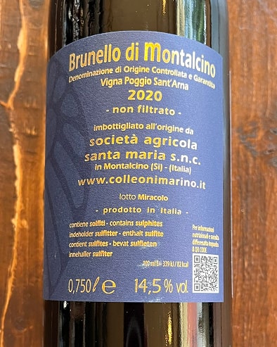 Brunello di Montalcino "Poggio Sant'Arna" 2020