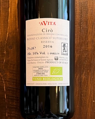 Cirò Classico Superiore Riserva 2016