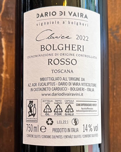 Clarice Bolgheri Rosso 2022