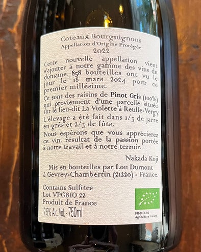Coteaux Bourguignon Pinot Gris 2022