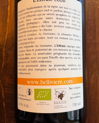 Coteaux du Loir Blanc Effraie 2020