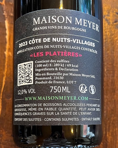 Cote de Nuits Rouge "Les Platières" 2023