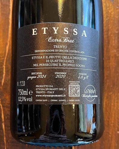 Etyssa Extra Brut Cuvee n.9 2020 Deg.06/24