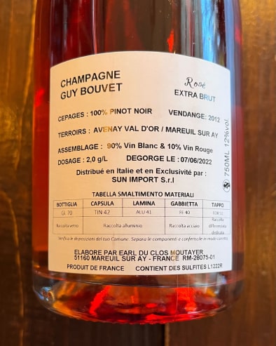 Guy Bouvet Rosè Mill. 2012 Deg. 06/22