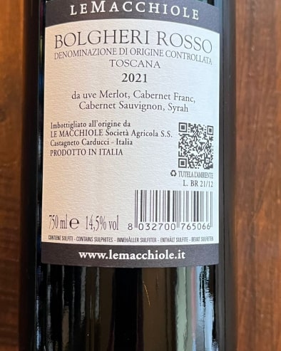 Le Macchiole Bolgheri Rosso 2021