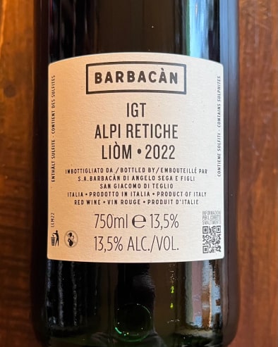 Liom IGT Alpi Retiche 2022