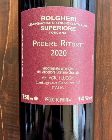 Podere Ritorti 2020 Bolgheri Superiore Doc