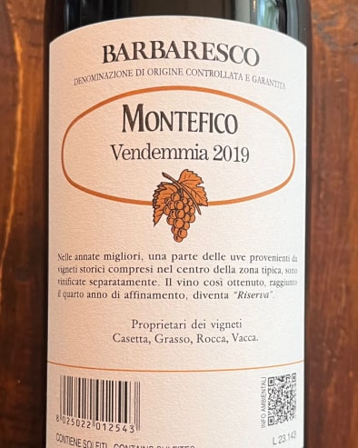 Barbaresco Montefico Riserva 2019