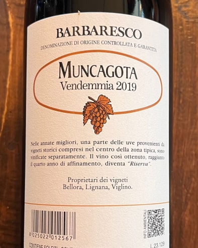 Barbaresco Muncagota Riserva 2019