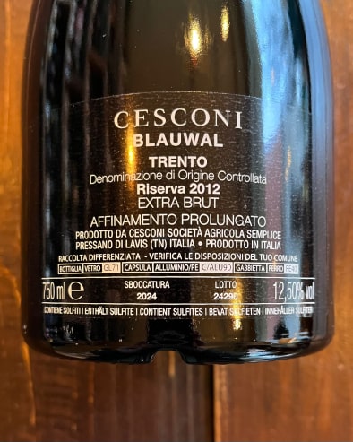 Blauwal 2012 Riserva Extra Brut Affinamento Prolungato