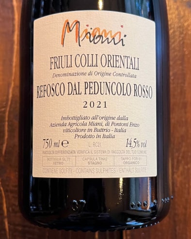 Refosco dal Peduncolo Rosso " Cossut" 2021