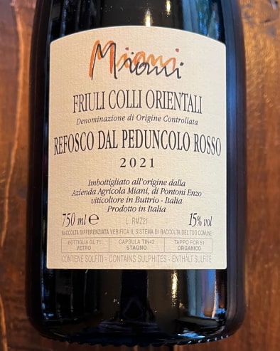 Refosco dal Peduncolo Rosso " La Mont Di Zuc" 2021