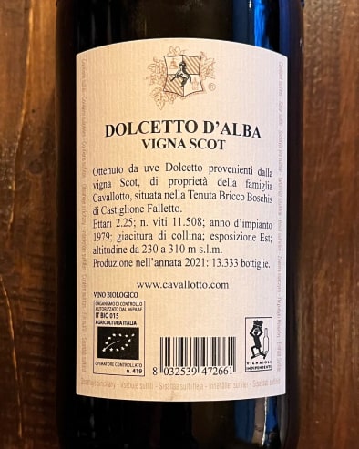 Dolcetto d'Alba Vigna Scot 2021 - Bottiglieria del Borgo