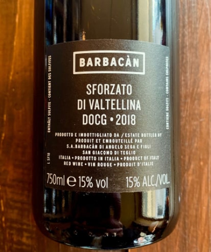 Sforzato di Valtellina 2018 - bottiglieriadelborgo